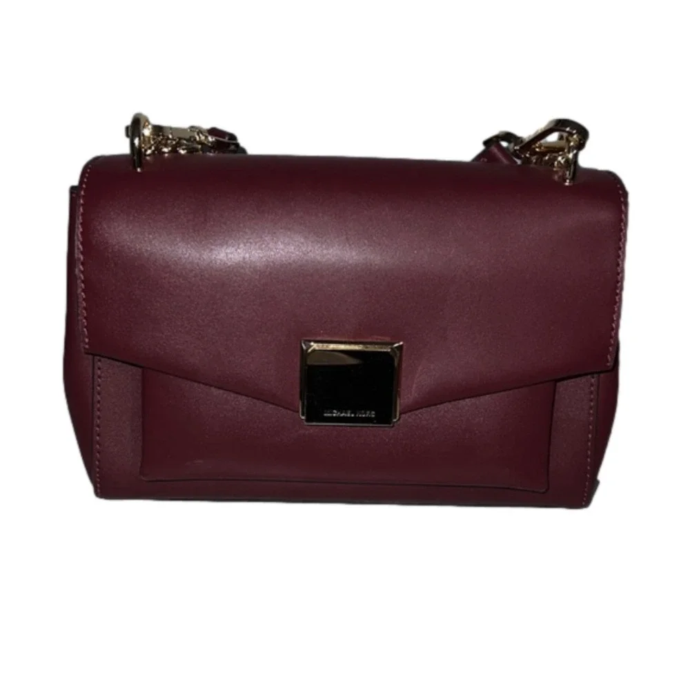 Burgundy Michael Kors‎ CrossBody bag, purse gold hardware